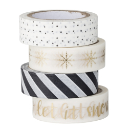 Vánoční washi pásky White and Gold – set 4 ks