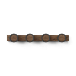 Věšák na zeď Hub Rail 4 háčky Black Walnut