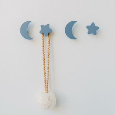                             Háčky Stars and Moons hooks Grey - set 4 ks                         