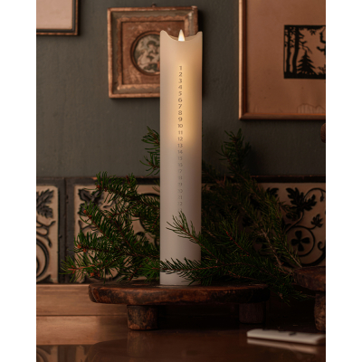                             Adventní LED svíčka Sara White Silver 29 cm                        