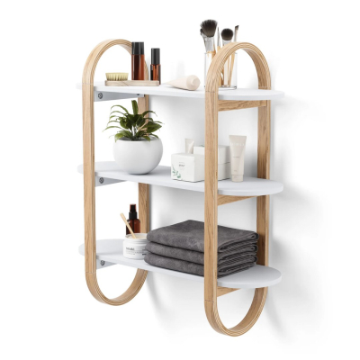                             Polička Bellwood Wall Shelf White Natural                        